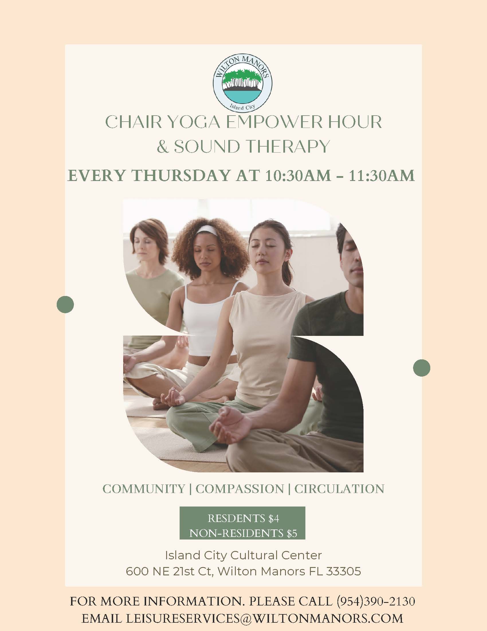 Chair Yoga Empower Hour Sound Therapy Flyer